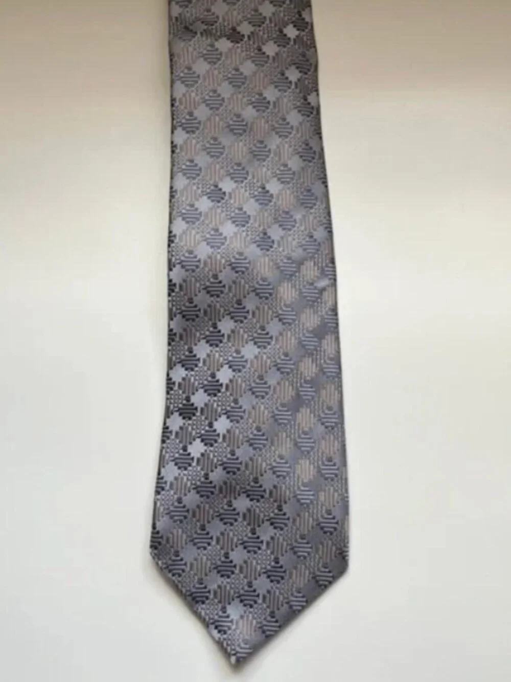 Jhane Barnes Silver Silk Tie party vintage futuristic metallic formal celebrate